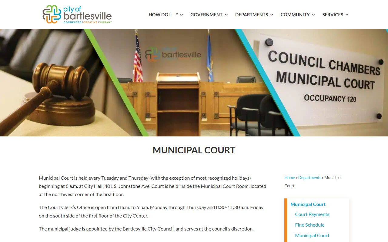 Bartlesville Municipal Court handles traffic and misdemeanor cases, not probate