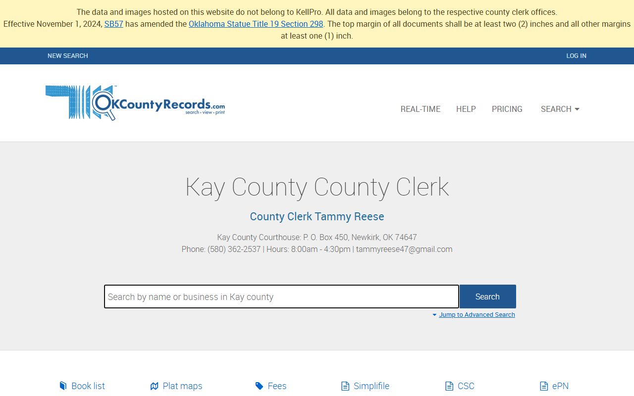 Kay County probate court records search portal