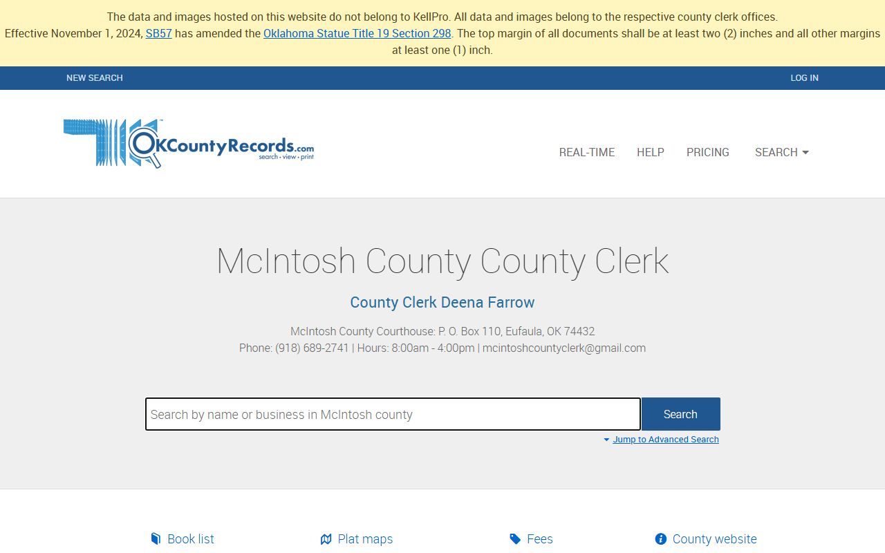 McIntosh County land records portal for probate estate property searches