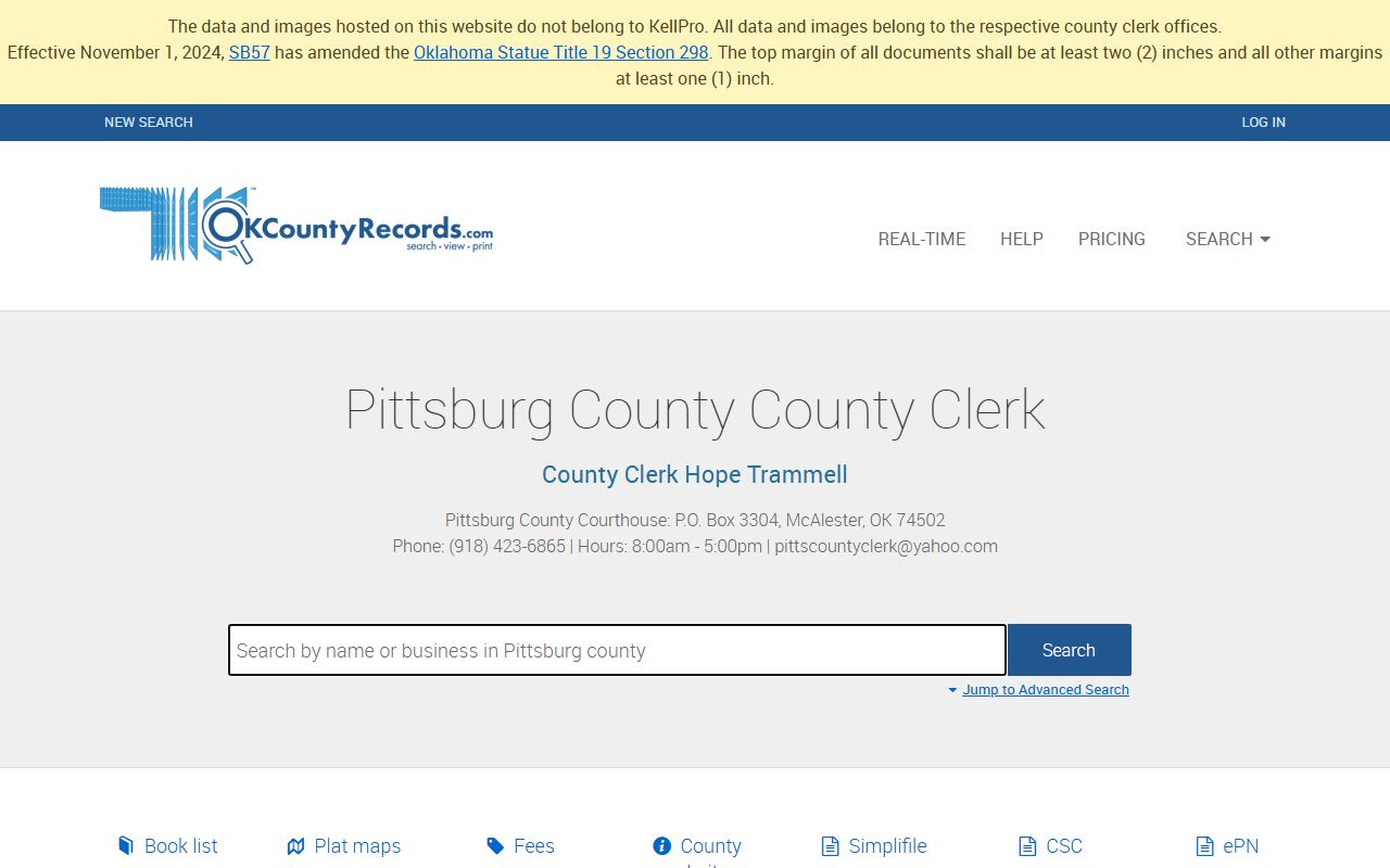 Pittsburg County probate court records search portal