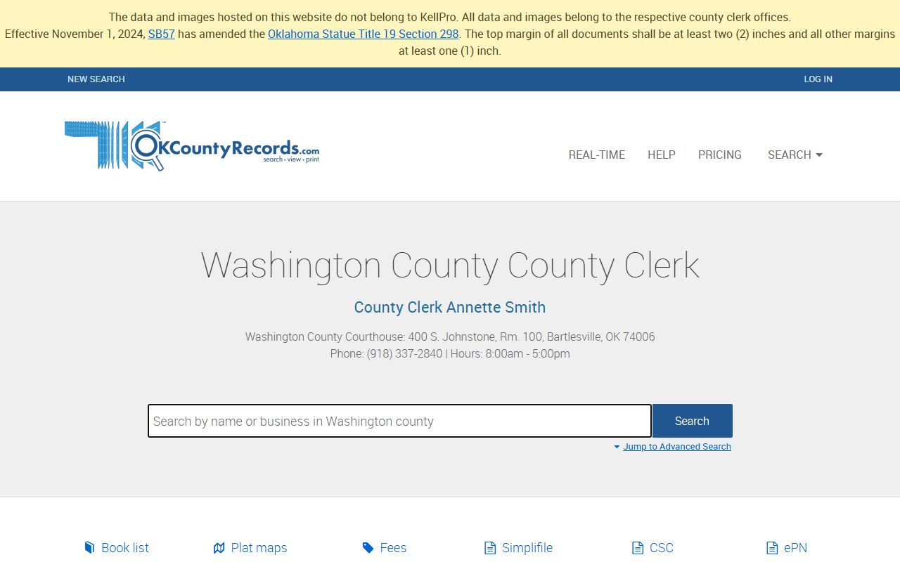 Washington County probate court records and land records search portal