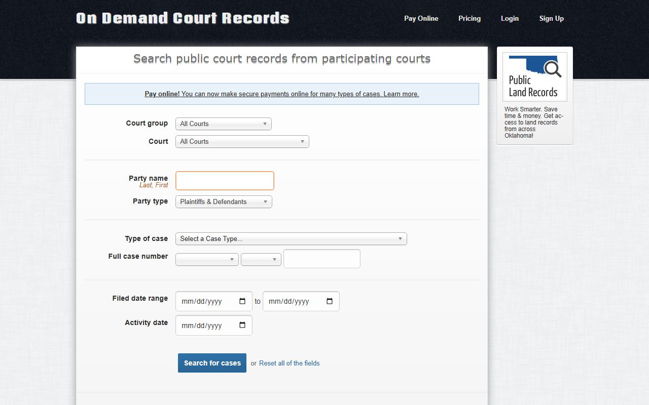 On Demand Court Records for Oklahoma Probate Court Records